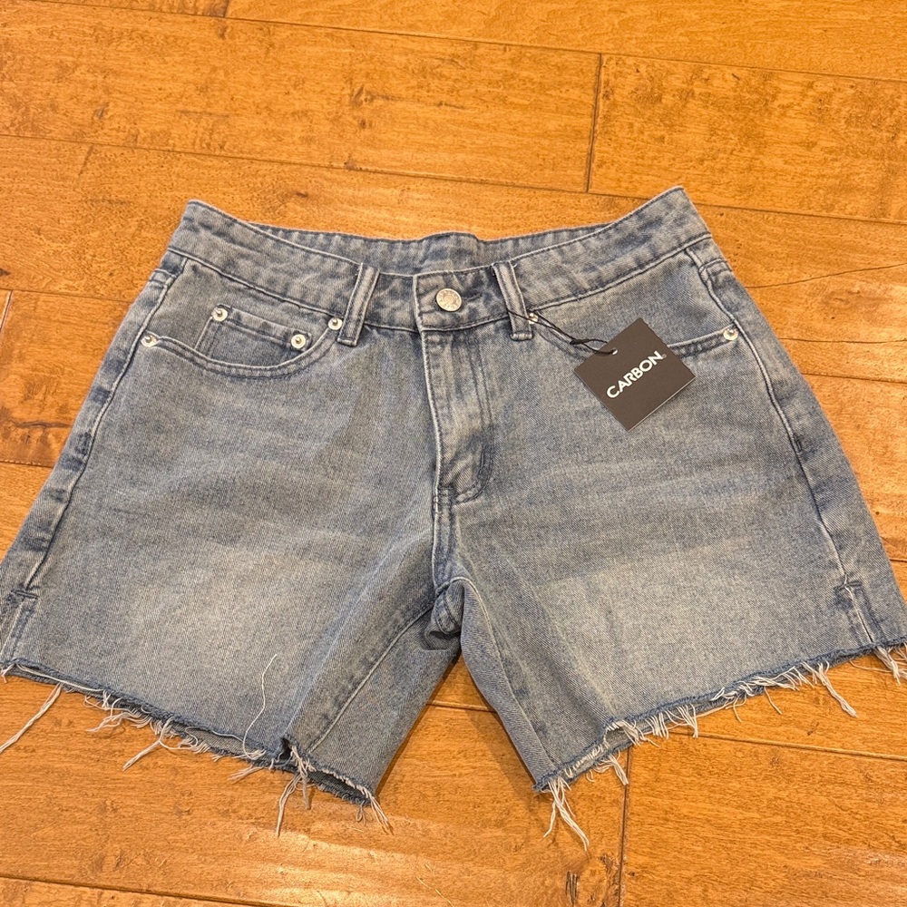Carbon Women's Light Blue Frayed Denim Shorts